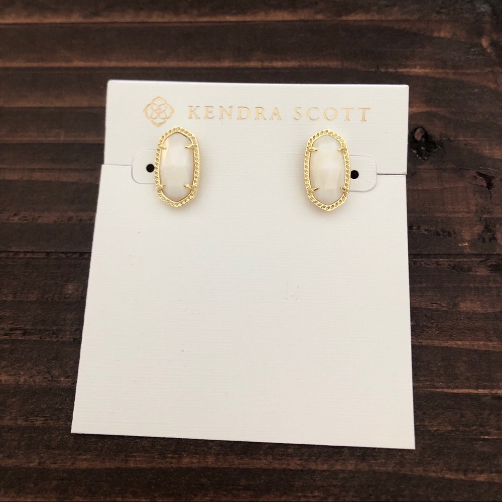 Kendra Scott Gold Stud Earrings in White Pearl